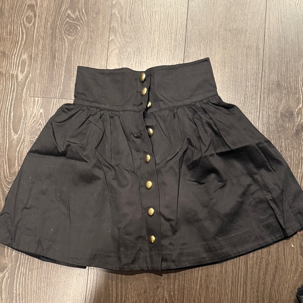 H&M Black Skater Skirt with Gold Buttons